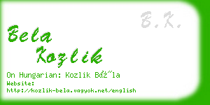 bela kozlik business card